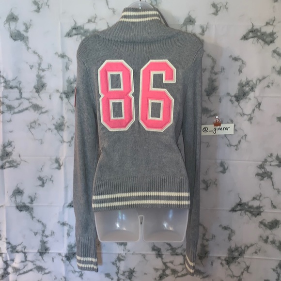 RARE M PINK LAMBSWOOL & RABBIT HAIR 86 VARSITY CARDIGAN ZIP UP SWEATER - Picture 9 of 17